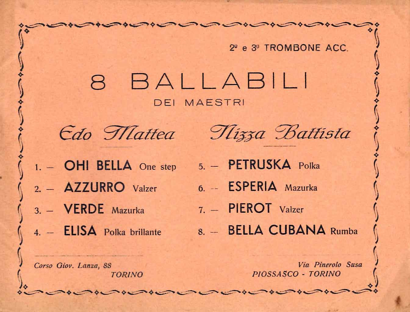 8 Ballabili dei maestri Edo Mattea e Nizza Battisti
